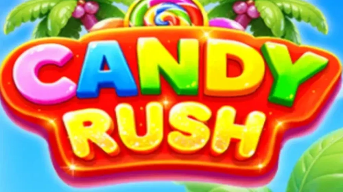 Tampilan visual slot Candy Rush dengan elemen permen berwarna-warni